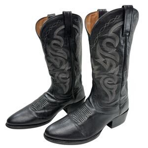 Dan Post Western Cowboy 13” Boots Men Size 9 D Black Leather Mignon Almond Toe